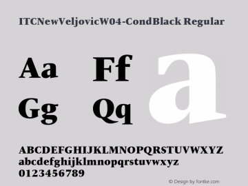 ITC New Veljovic W04 Cn Black Version 1.00 Font Sample