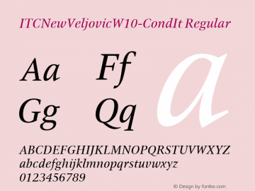 ITC New Veljovic W10 Cond It Version 1.00 Font Sample