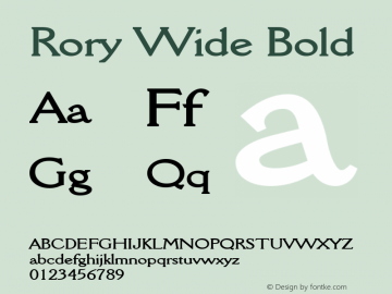 Rory Wide Bold Altsys Fontographer 4.1 1/9/95图片样张