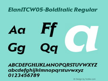 Elan ITC W05 Bold Italic Version 1.00 Font Sample