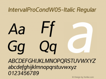 Interval Pro Cond W05 Italic Version 2.20 Font Sample