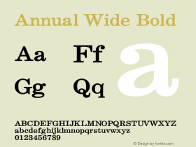 Annual Wide Bold Altsys Fontographer 4.1 1/31/95图片样张