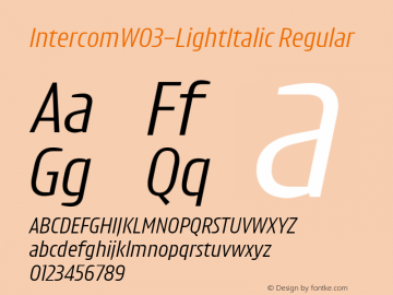Intercom W03 Light Italic Version 1.00图片样张