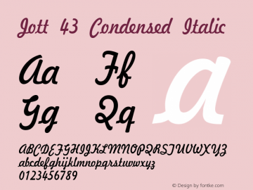 Jott 43 Condensed Italic 1.0/1995: 2.0/2001图片样张