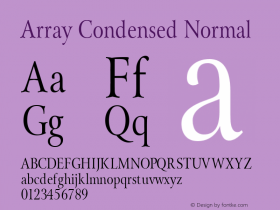 Array Condensed Normal Altsys Fontographer 4.1 2/2/95图片样张