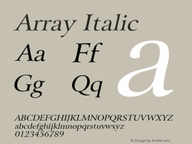 Array Italic 1.0/1995: 2.0/2001 Font Sample