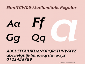 Elan ITC W05 Medium Italic Version 1.00图片样张
