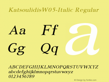 Katsoulidis W05 Italic Version 5.10 Font Sample