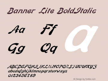 Banner Lite BoldItalic Altsys Fontographer 4.1 1/27/95图片样张