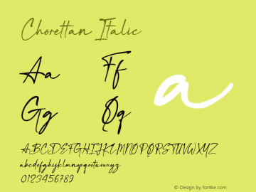 Chorettan Italic 1.000 Font Sample