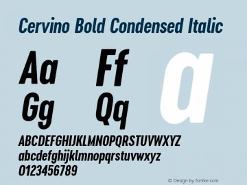Cervino Bold Condensed Italic 1.000 Font Sample