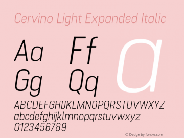 Cervino Light Expanded Italic 1.000 Font Sample