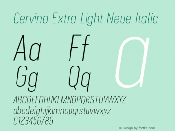 Cervino Extra Light Neue Italic 1.000图片样张