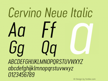Cervino Neue Italic 1.000 Font Sample