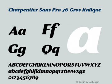 Charpentier Sans Pro 76 Gros Italique 1.005 Font Sample