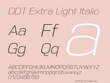 DDT Extra Light Italic 2.000 Font Sample