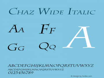 Chaz Wide Italic Altsys Fontographer 4.1 12/20/94图片样张