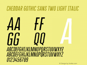Cheddar Gothic Sans Two Light Italic 1.000图片样张