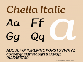 Chella Italic 1.000 Font Sample