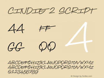 Cindie 2 Script 1.000 Font Sample