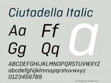 Ciutadella Italic 1.000 Font Sample