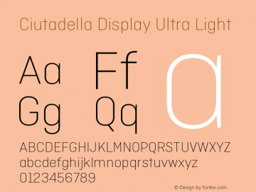 Ciutadella Display Ultra Light 1.000 Font Sample