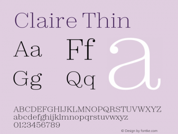 Claire Thin 1.0 Font Sample