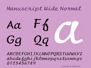 Manuscript Wide Normal Altsys Fontographer 4.1 1/8/95图片样张