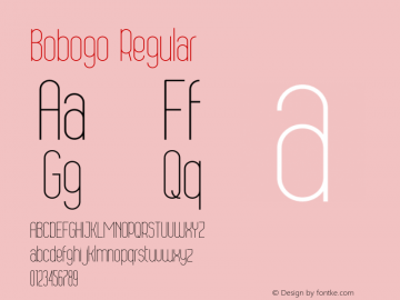 Bobogo Version 1.00;January 10, 2021;FontCreator 13.0.0.2683 64-bit Font Sample