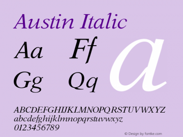 Austin Italic Version 1.0 08-10-2002图片样张