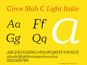 Circe Slab C Light Italic Version 1.000W Font Sample