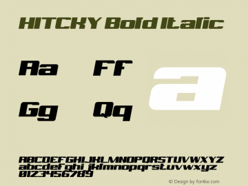 HITCKY-BoldItalic Version 1.000 Font Sample