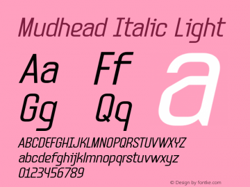 Mudhead Italic Light Version 1.003;Fontself Maker 3.5.1 Font Sample
