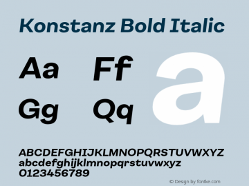 Konstanz Bold Italic Version 1.000;hotconv 1.0.109;makeotfexe 2.5.65596 Font Sample