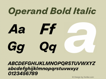 Operand Bold Italic Version 1.000;hotconv 1.0.109;makeotfexe 2.5.65596 Font Sample