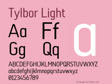 Tylbor Light Version 1.000;PS 001.000;hotconv 1.0.88;makeotf.lib2.5.64775图片样张