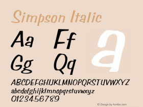 Simpson Italic Altsys Fontographer 4.1 1/10/95图片样张