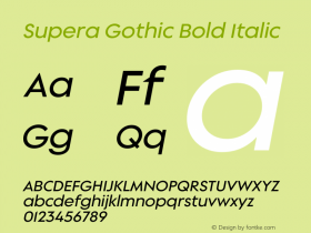 Supera Gothic Bold Italic Version 1.000图片样张