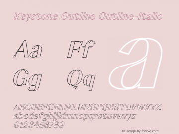 Keystone Outline Italic Version 001.000 Font Sample