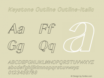 Keystone Outline Italic Version 001.000 Font Sample