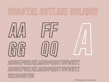 Coastal Outline Oblique 1.085 Font Sample