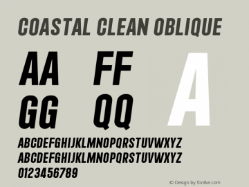 Coastal Clean Oblique 1.085 Font Sample