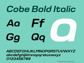 Cobe Bold Italic 1.100 Font Sample