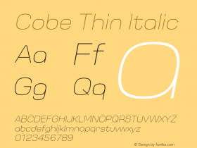 Cobe Thin Italic 1.100 Font Sample