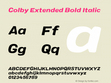 Colby Extended Bold Italic 1.000 Font Sample
