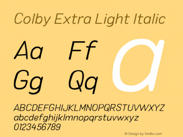 Colby Extra Light Italic 1.000图片样张