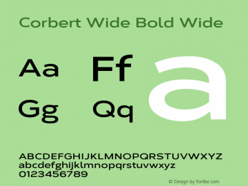 Corbert Wide Bold Wide 002.001 March 2020 Font Sample
