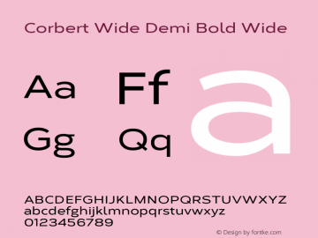 Corbert Wide Demi Bold Wide 002.001 March 2020 Font Sample