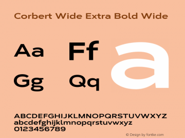 Corbert Wide Extra Bold Wide 002.001 March 2020 Font Sample