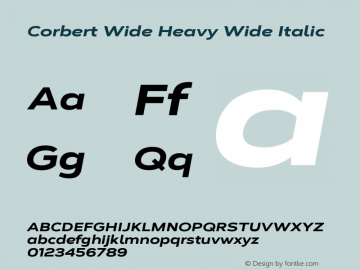 Corbert Wide Heavy Wide Italic 002.001 March 2020 Font Sample